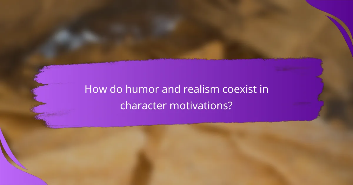 How do humor and realism coexist in character motivations?