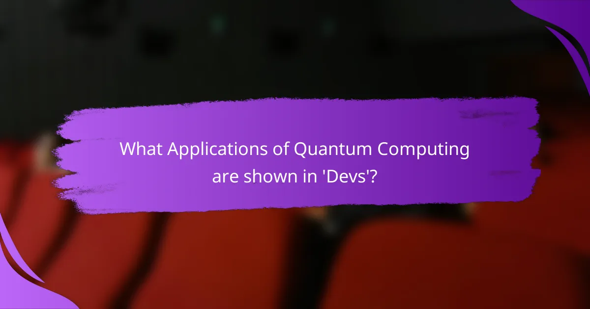 What Applications of Quantum Computing are shown in 'Devs'?