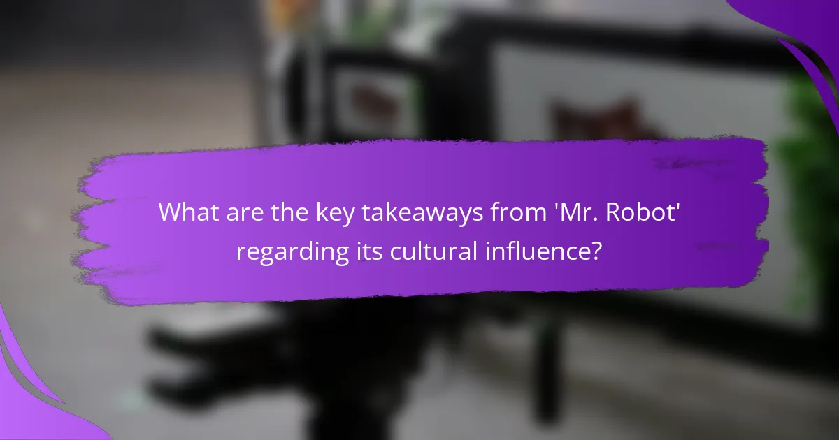 What are the key takeaways from 'Mr. Robot' regarding its cultural influence?