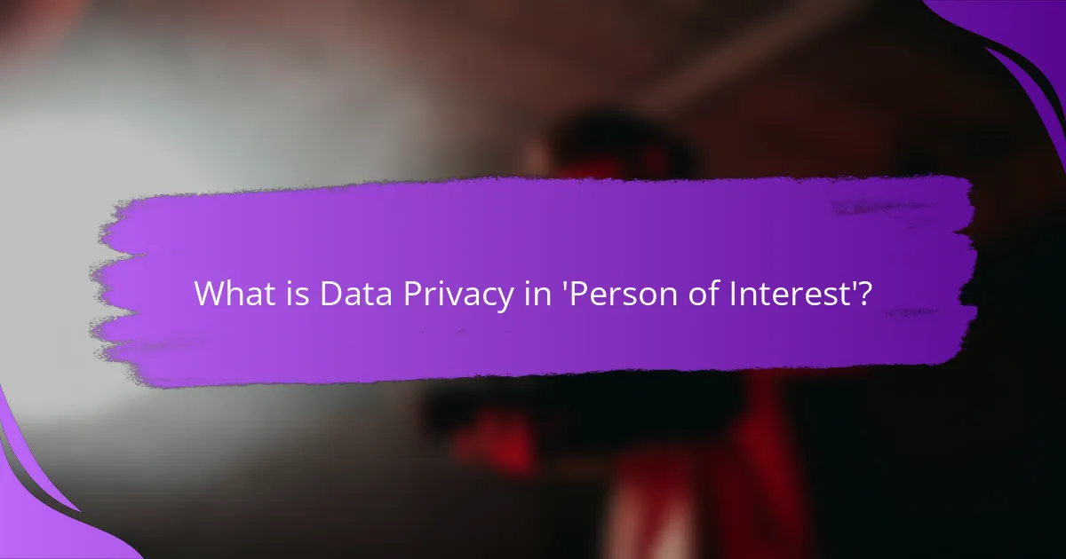What is Data Privacy in 'Person of Interest'?